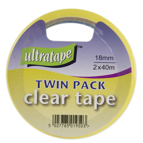 Ultratape Twin Pack Clear Tape - 18mm x 40m (x2)