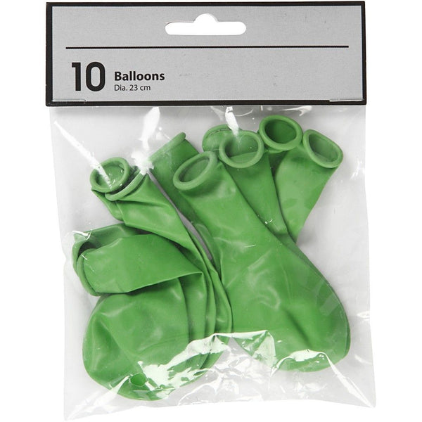 Balloons - Round Green 23cm Pack of 10