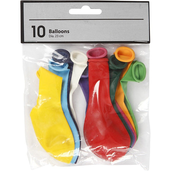 Balloons - Round Assorted Colours 23 cm Pack of 10