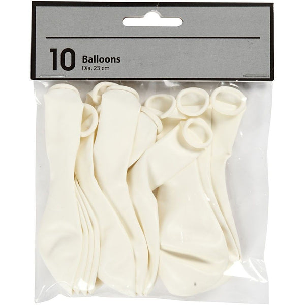 Balloons - Round White 23cm Pack of 10