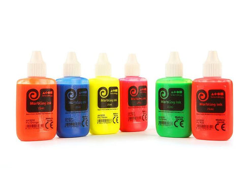 Marbling Ink - Fluorescent Assorted Colours - Set of 6