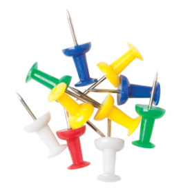 Push Pins - Assorted Colours - Tub of 200