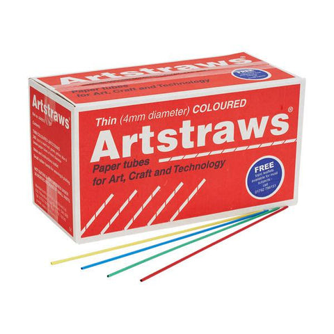 Artstraws School Pack 1800 - Thin Assorted Colours 4mm (Diameter)