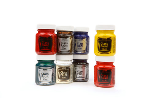 Glass Paint Assorted Standard Colours 8 x 50ml Tubs