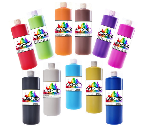 Assorted Set of 10 Colours - ArtQuip Ready Mixed Paint - 500ml