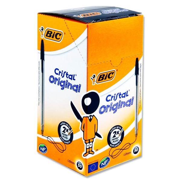 BIC Cristal Original Ballpoint Pen Medium 0.4 mm Black Pack of 50