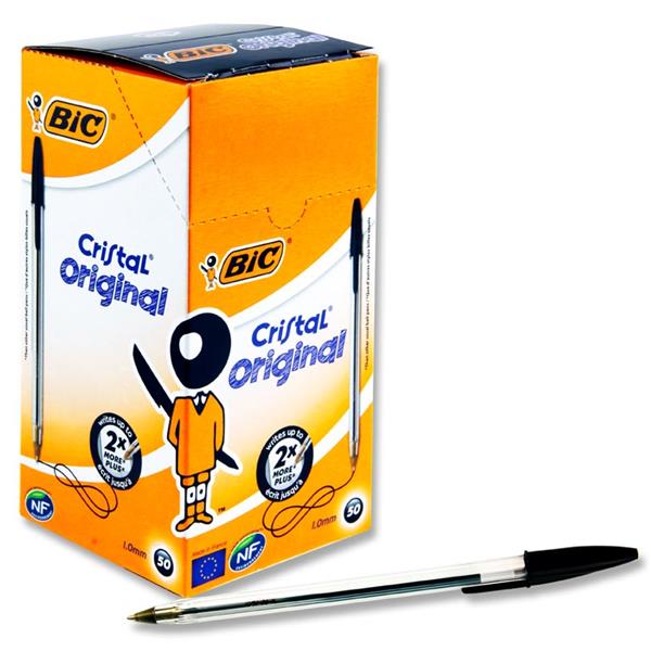 BIC Cristal Original Ballpoint Pen Medium 0.4 mm Black Pack of 50