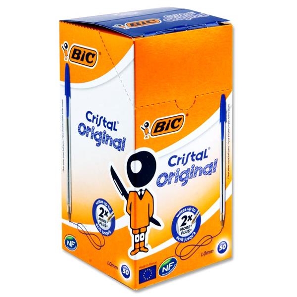 BIC Cristal Original Ballpoint Pen Medium 0.4 mm Blue Pack of 50