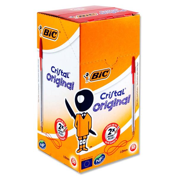 BIC Cristal Original Ballpoint Pen Medium 0.4 mm Red Pack of 50