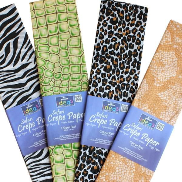 Safari Crepe Paper  - Assorted Pack of 12