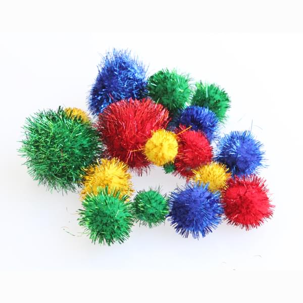 Crafty Bitz Assorted Sizes Glitter Pom Poms - Pack 100