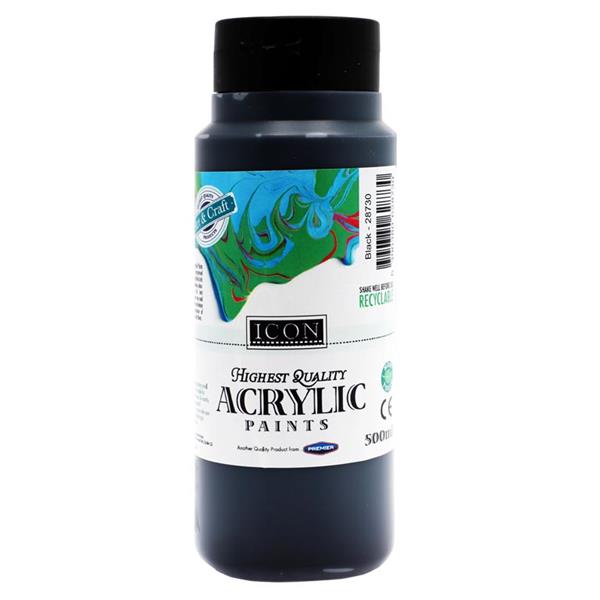 Icon Acrylic Paint 500ml - Black