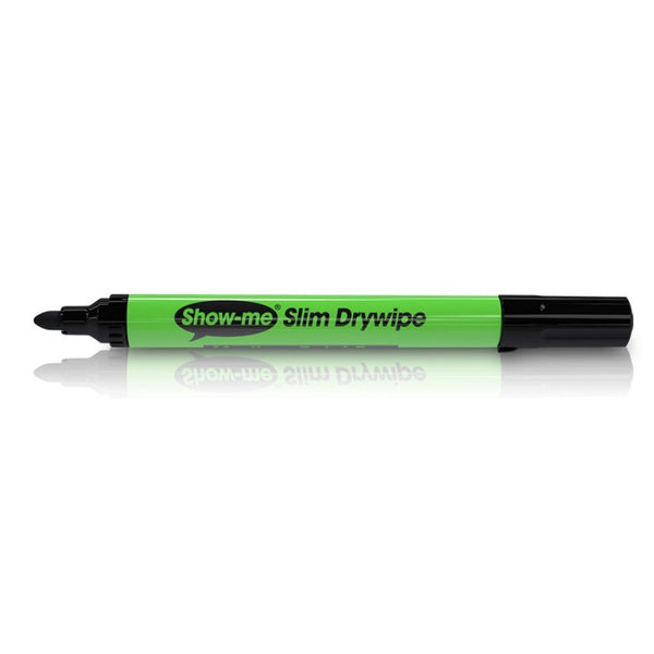 Show-me Pupils Slim Barrel Drywipe Pens Medium Tip Class Pack of 100 Black
