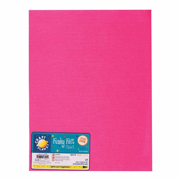 Craft Planet Funky Acrylic Felt Sheet 9" x 12" Shocking Pink