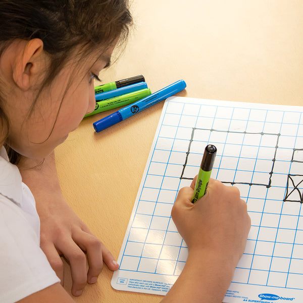 A4 Gridded Budget Whiteboards Class Pack 10