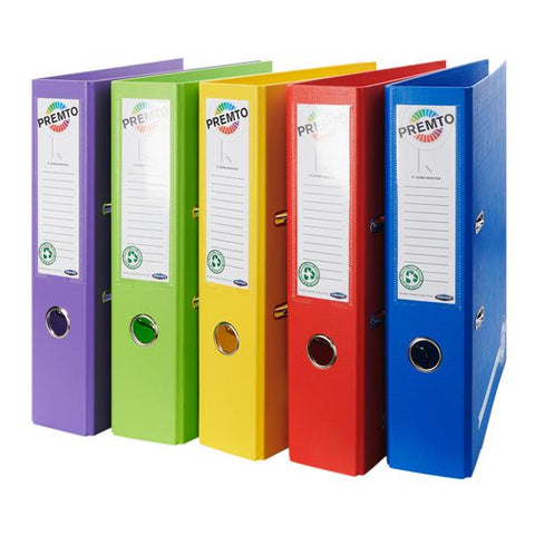 Premto A4 Assorted PP Lever Arch File 5 Pack