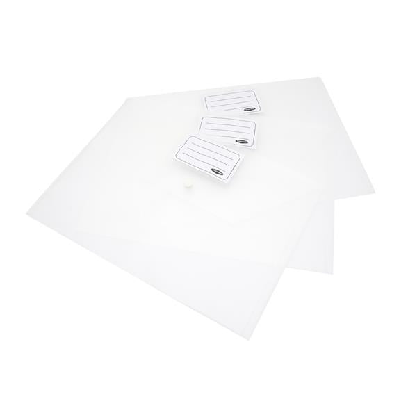 Premier Office A4 Clear Bag Button Wallets - Pack 3