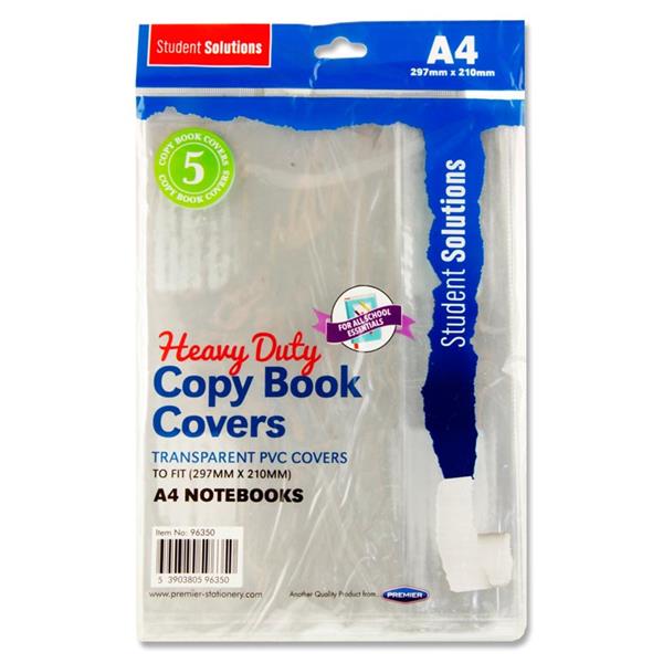 Student Solutions A4 PVC Heavy Duty Copy Book Covers - Pack of 5