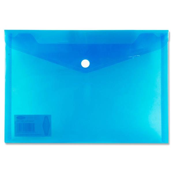 Premier Universal A5 Button Wallet Envelope Clear Pack 4 Assorted Colours
