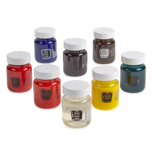 Glass Paint Assorted Standard Colours 8 x 50ml Tubs