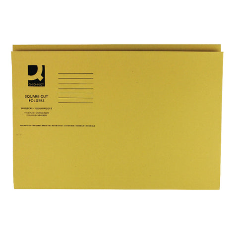 Q-Connect Square Cut Folder Mediumweight 250gsm Foolscap Yellow (Pack of 100)