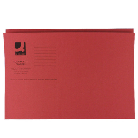 Q-Connect Square Cut Folder Mediumweight 250gsm Foolscap Red (Pack of 100)
