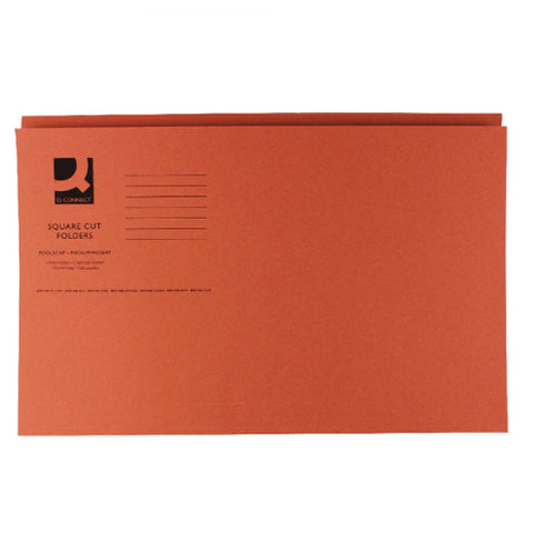 Q-Connect Square Cut Folder Mediumweight 250gsm Foolscap Orange (Pack of 100)