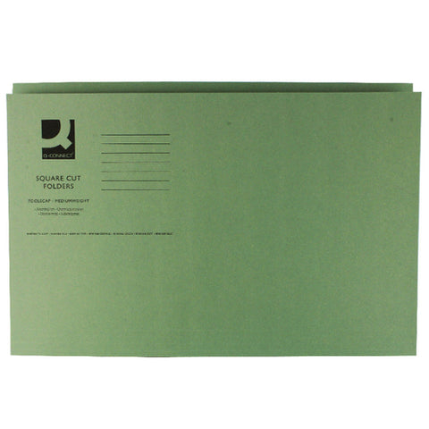Q-Connect Square Cut Folder Mediumweight 250gsm Foolscap Green (Pack of 100)
