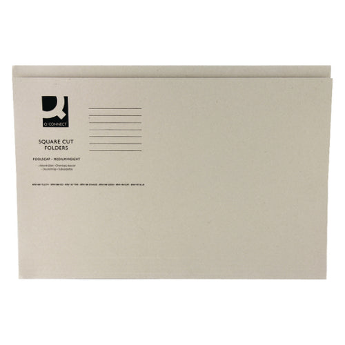 Q-Connect Square Cut Folder Mediumweight 250gsm Foolscap Buff (Pack of 100)
