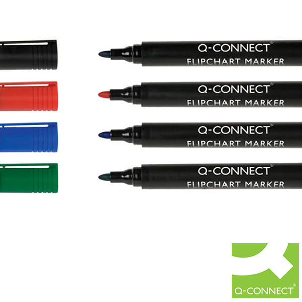Q-Connect Assorted Flipchart Marker Pens Bullet Tip (4 Pack)