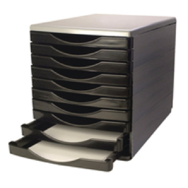 Q-Connect Black and Grey 10 Drawer Tower