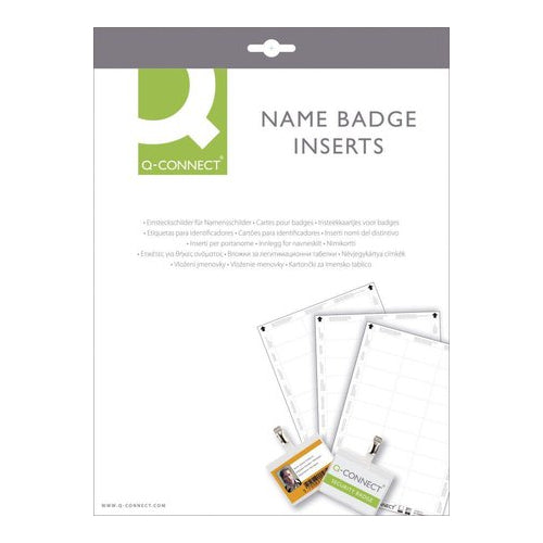 Q-Connect Name Badge Inserts 40x75mm 12 Per Sheet (25 Pack)