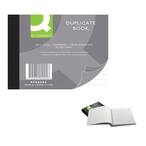 Q-Connect Duplicate Book 4x5 Inches Ruled Feint KF04094