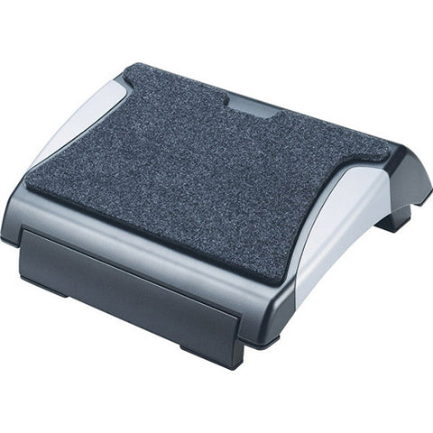 Q-Connect Black and Silver Foot Rest With Carpet