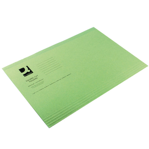 Q-Connect Square Cut Folder Lightweight 180gsm Foolscap Green (Pack of 100)