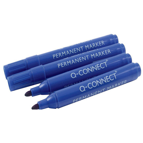 Q-Connect Permanent Marker Pen Bullet Tip Blue (10 Pack)