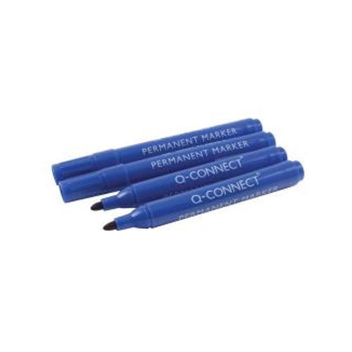 Q-Connect Permanent Marker Pen Bullet Tip Blue (10 Pack)