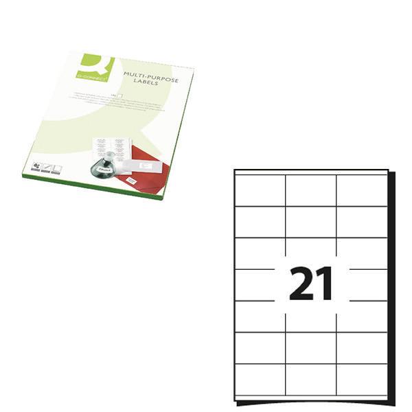 Q-Connect White Multipurpose Label 63.5 x 38mm 21 Per Sheet Pack of 2100 KF26051