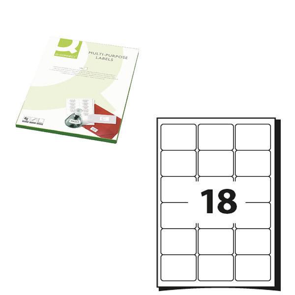 Q-Connect White Multipurpose Label 63.5 x 46.5mm 18 Per Sheet Pack of 1800 KF26052