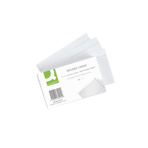 Q-Connect Record Card 5x3 Inches Ruled Feint White (100 Pack) KF35204