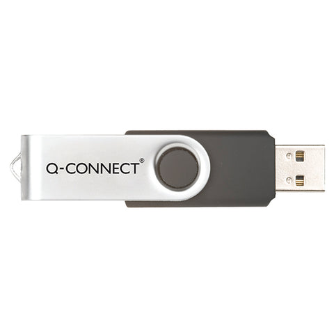 Q-Connect Silver/Black USB 2.0 Swivel Flash Drive 16GB KF41513