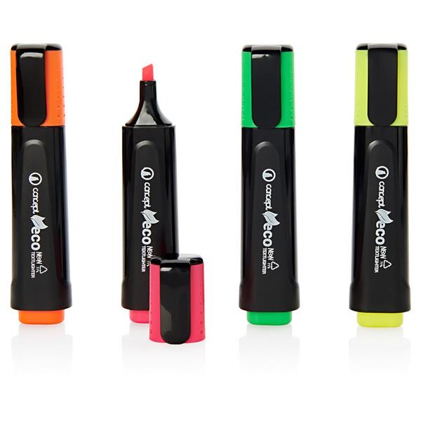 Concept Green Box 4 Assorted 1-4.5mm Eco Chisel Tip Textlighter - Neon