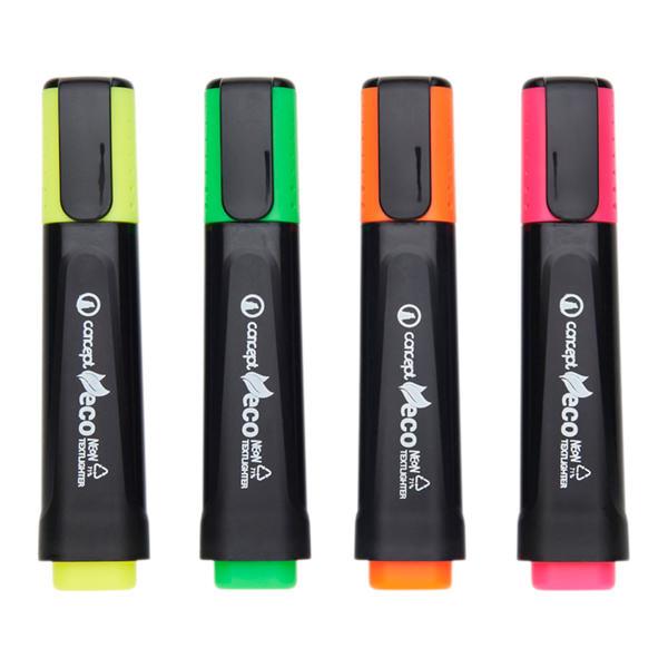 Concept Green Box 4 Assorted 1-4.5mm Eco Chisel Tip Textlighter - Neon