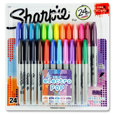 Sharpie Permanent Markers Assorted Colours 24 Pack - Electro Pop