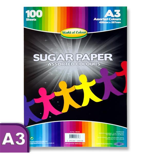 Sugar Paper - A3 Assorted Colours Pack of 100