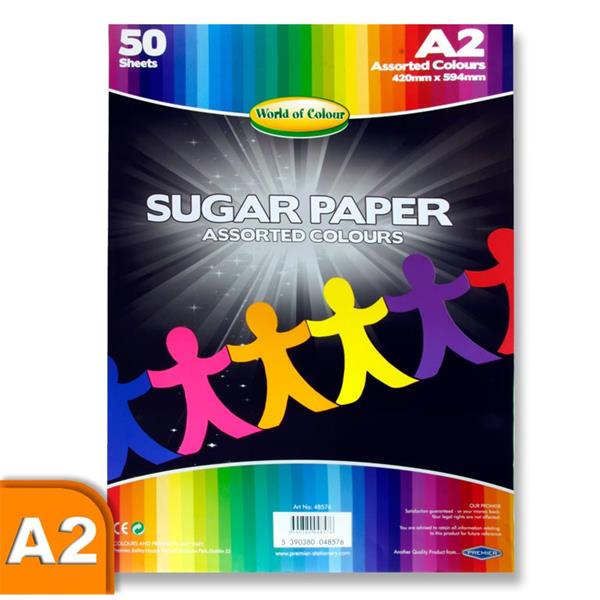 Sugar Paper - A2 Assorted Colours Pack of 50