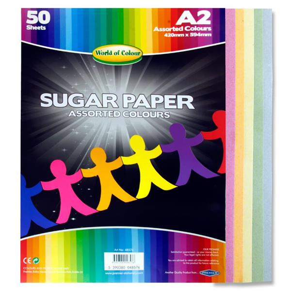 Sugar Paper - A2 Assorted Colours Pack of 50