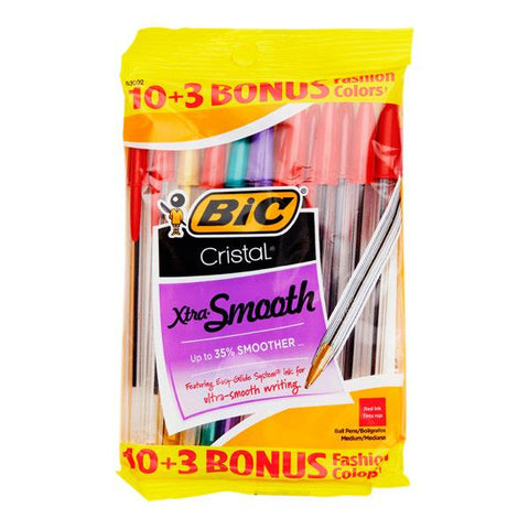 Bic Cristal Pack10+3 Xtra Smooth Ballpoint Pens - Fashion