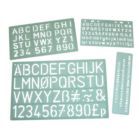 Lettering Stencils - Set of 4 Templates 5mm to 30mm