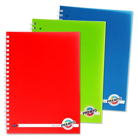 Premto A4 200pg PP Wire Notebooks Assorted 3 Pack